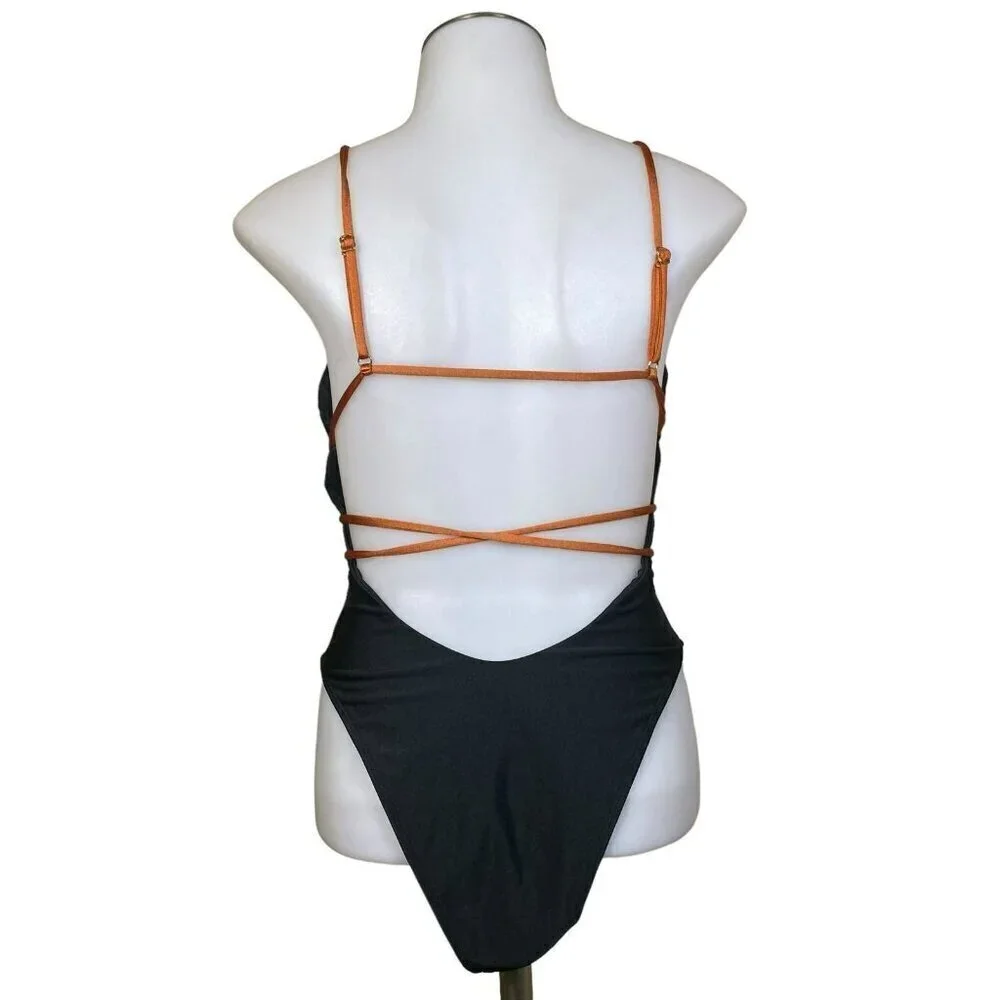 Camila Coelho Angelo One Piece in Black & Camel